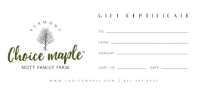 Maple Syrup Gift Certificate